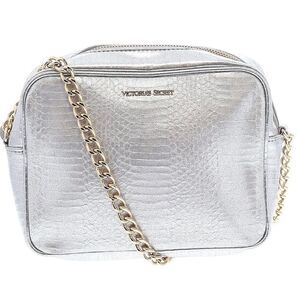 Victorias Secret Purse Crossbody Bag Silver Gold Chain  Snake Metallic
